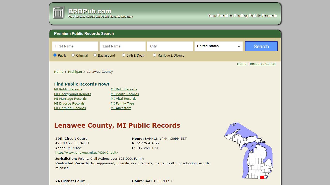 Lenawee County Public Records | Search Michigan Government Databases