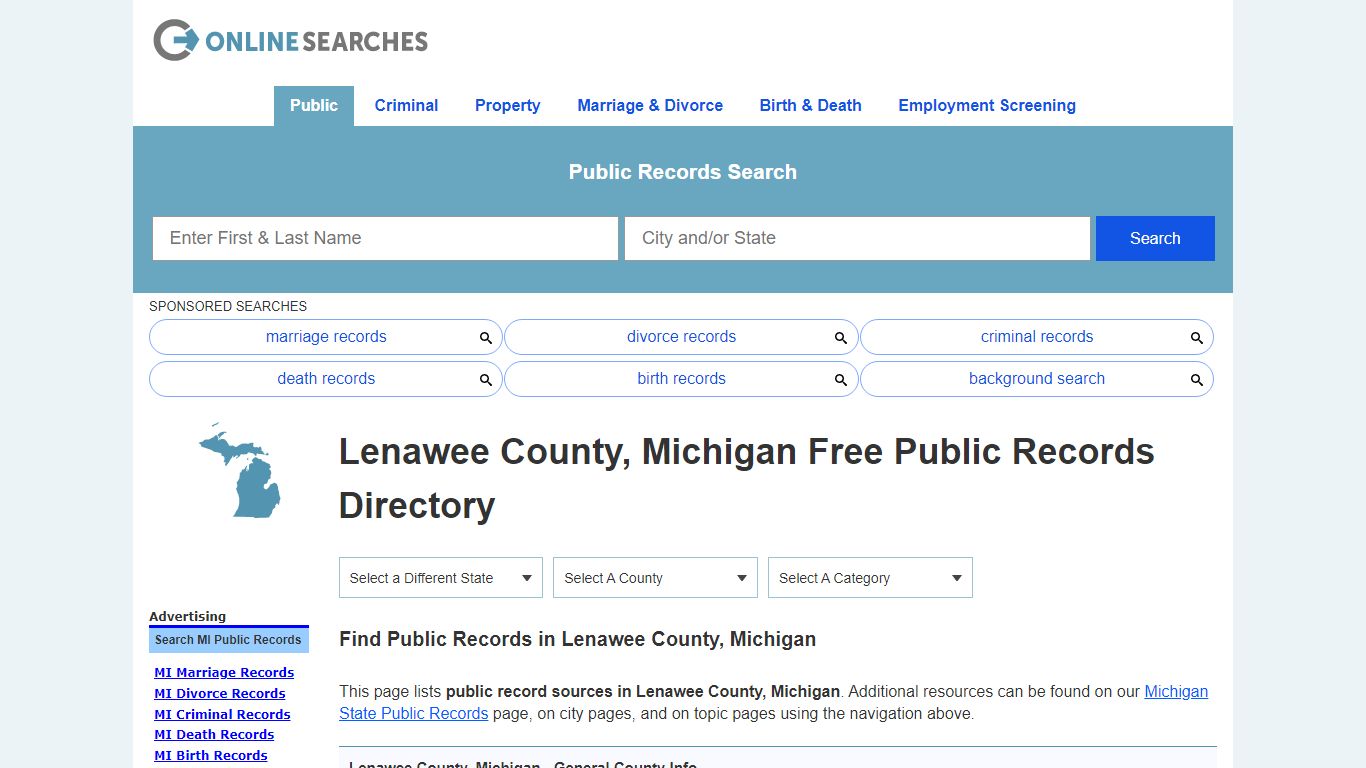 Lenawee County, Michigan Public Records Directory