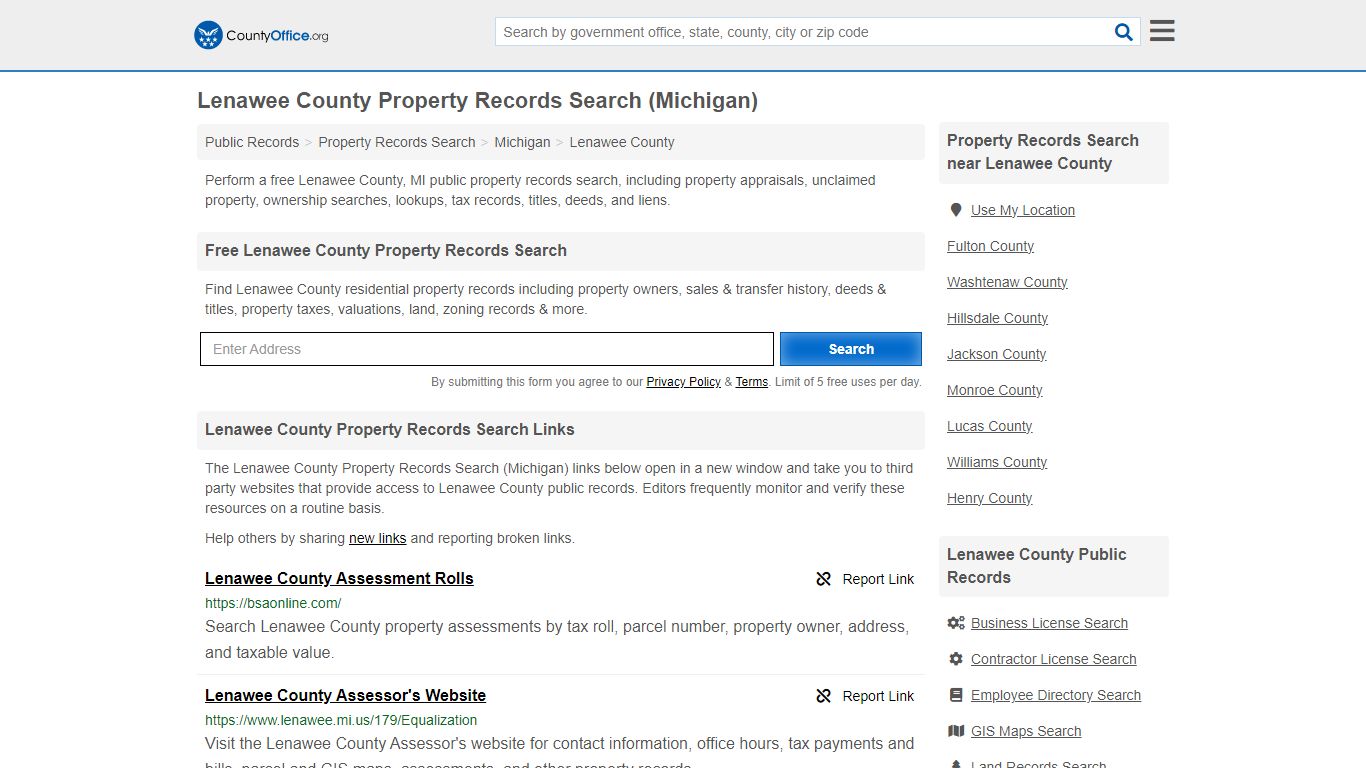 Lenawee County Property Records Search (Michigan) - County Office